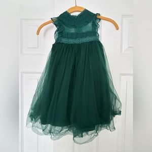 Emerald toddler dress with lace details